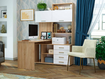 Стол угловой ПКС-11, Сонома-Белый глянец  