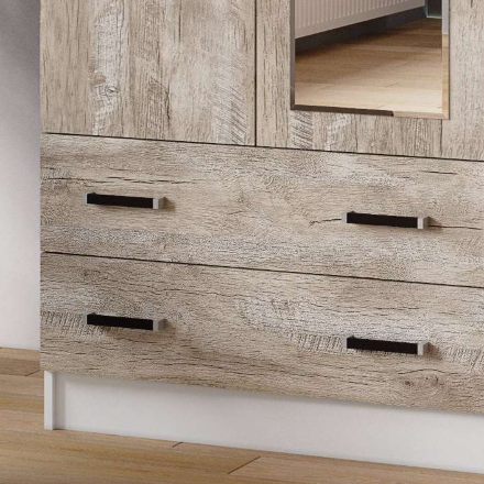 Шкаф двухдверный с зеркалом 800 Лагуна, Белый/ Дуб Юкон 