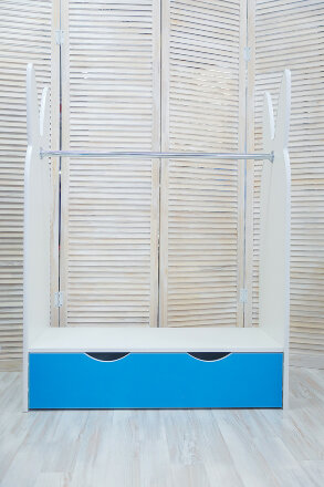 Стеллаж-вешалка Зайка, белый-лазурь  