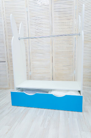 Стеллаж-вешалка Зайка, белый-лазурь  