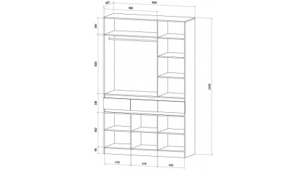 Шкаф 3-х створчатый Ленора, Дуб вотан/Графит 