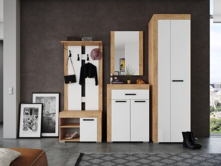 Обувница Галант, крафт золотой + белый 